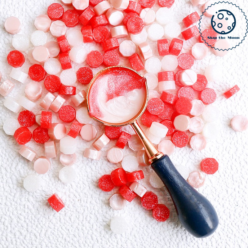 Pink Premium Sealing Wax Beads by Color 2oz in Tin with spoon