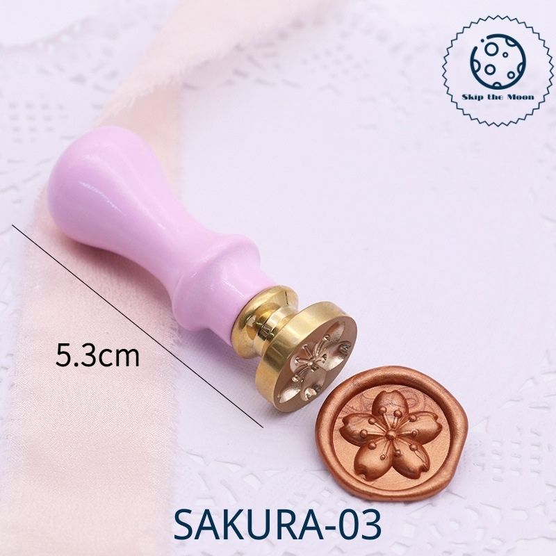Sakura Wax Seal Brass Stamp With  Wooden Handle - 5 Styles