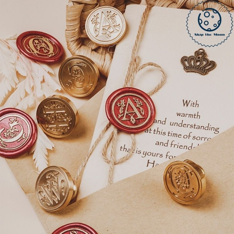 Floral Single Initial Wax Seal Stamp - 26 Letters
