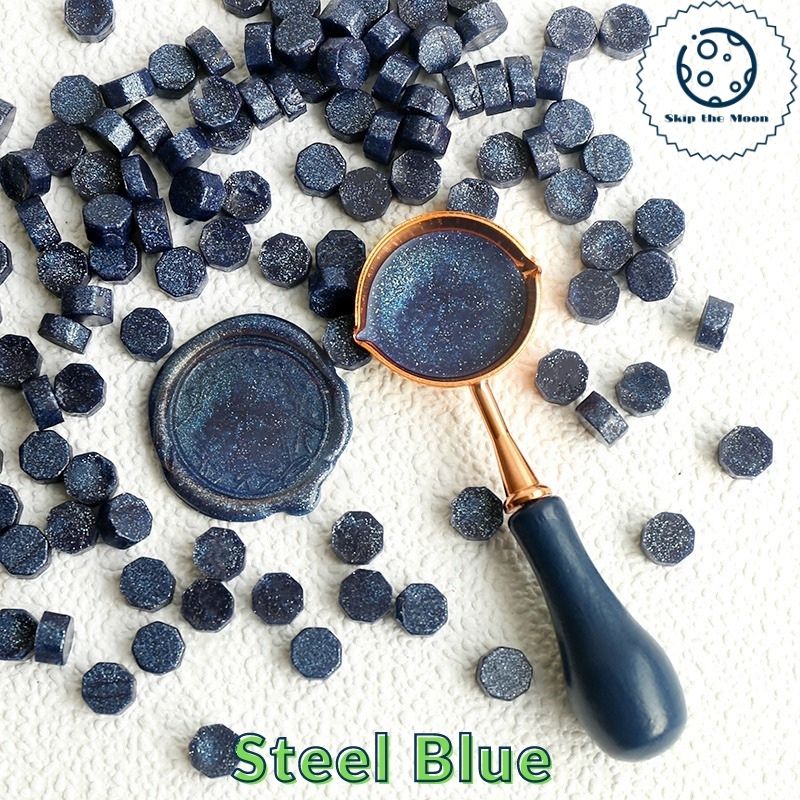 Blue Steel Wax Seal Beads, Blue Wax Beads