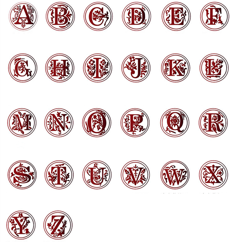 26 Letter Custom Floral Name Wax Seal Stamp - V: Botanical Wax Seal Stamp  with Full Name & Initial Name
